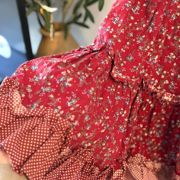 Vintage Gunne Sax Red Floral A-Line Skirt - Picture 3 of 6